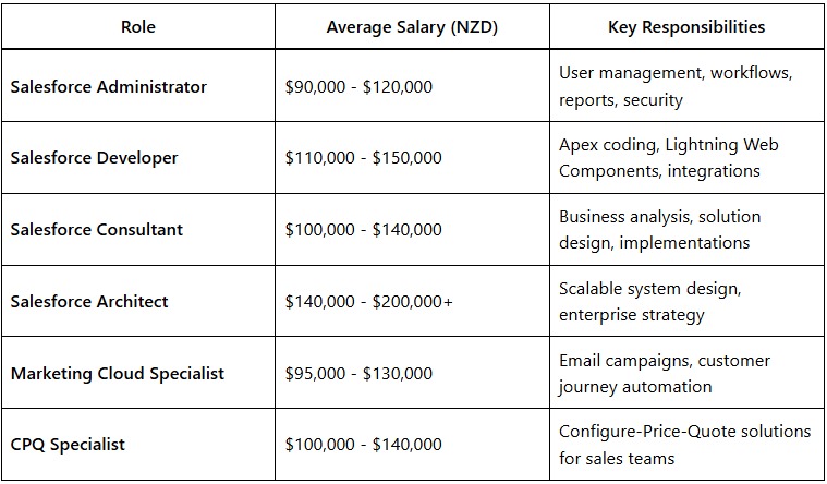 Salesforce in New Zealand: 2025-26 Job Market & Certification Path 2 Key Salesforce Roles Salaries 2025 26